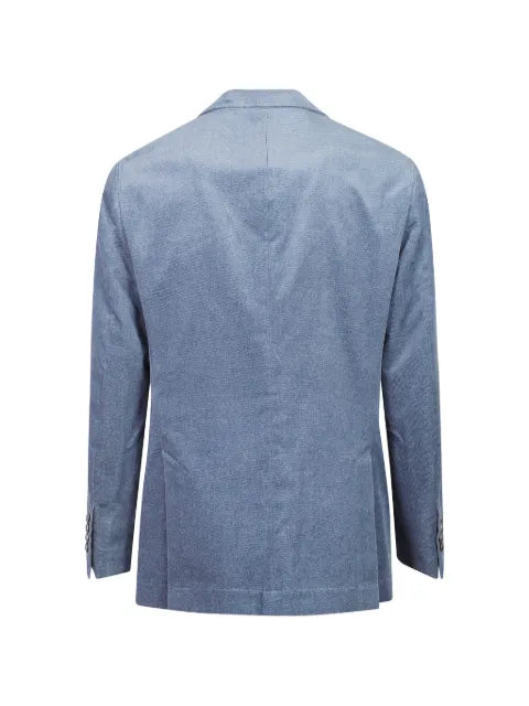 Brunello Cucinelli denim-effect cotton velvet one-and-a-half breasted tailor blazer with metal buttons