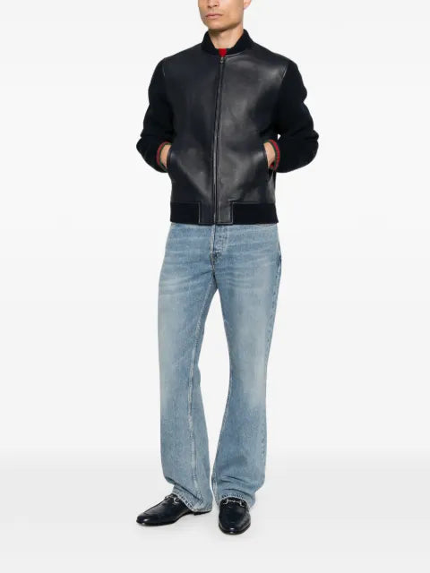 Gucci nappa leather and knit bomber jacket