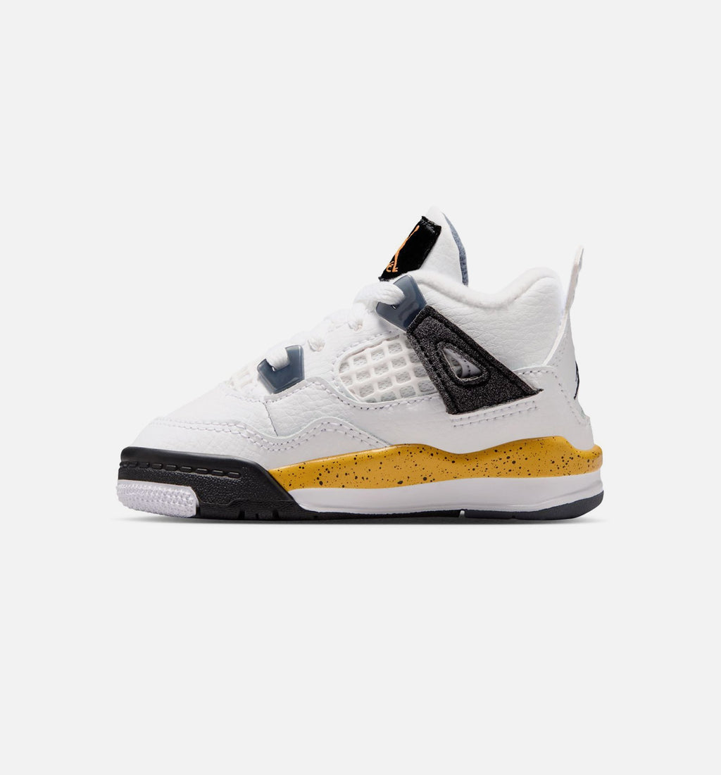Air Jordan 4 Retro Rare Air Tour Yellow Infant/Toddler Lifestyle Shoes - White/Dark Blue Grey/Black/Tour Yellow