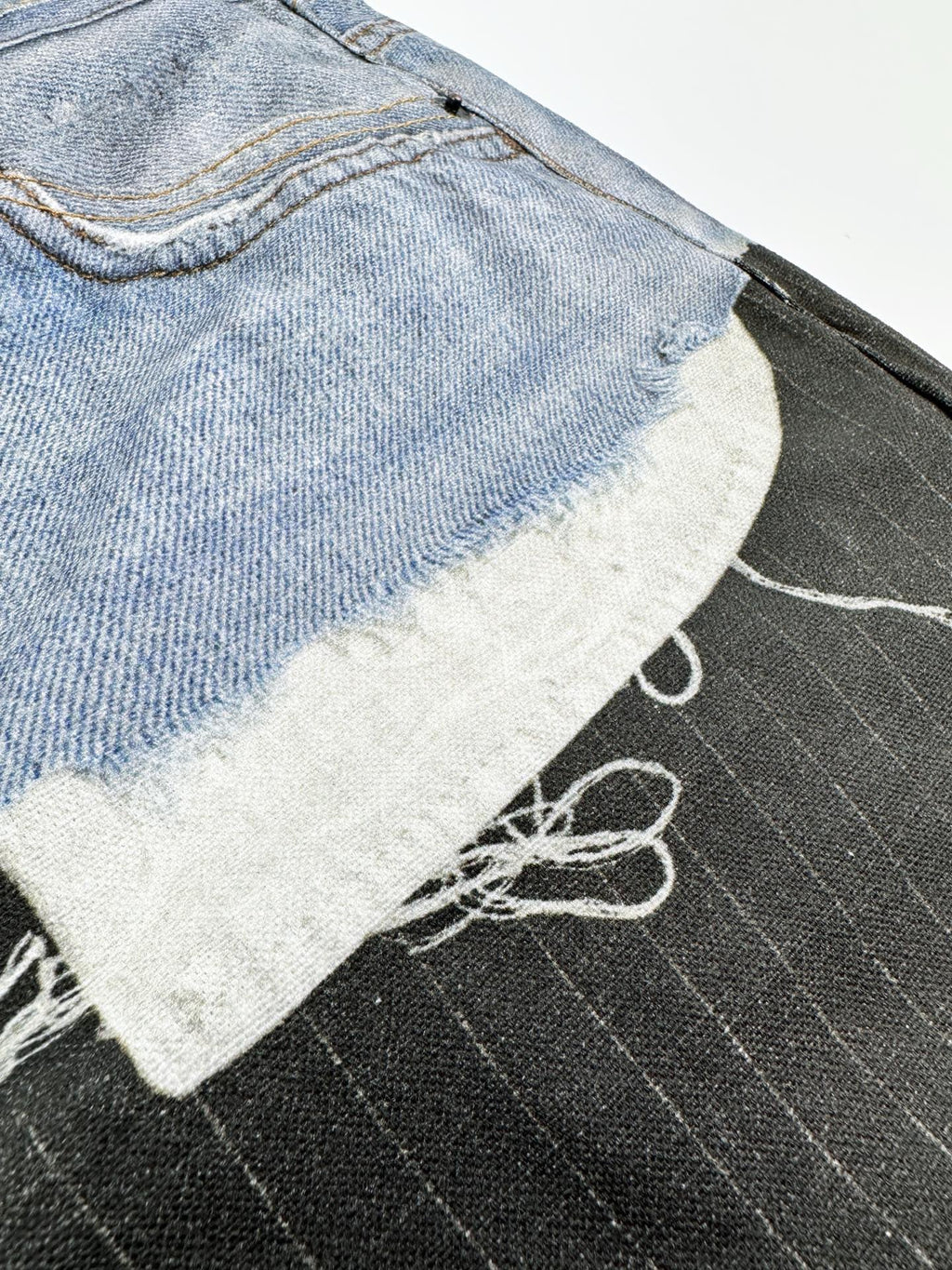 Acne Studios Patchwork Distressed Wide‑Leg Denim Trousers