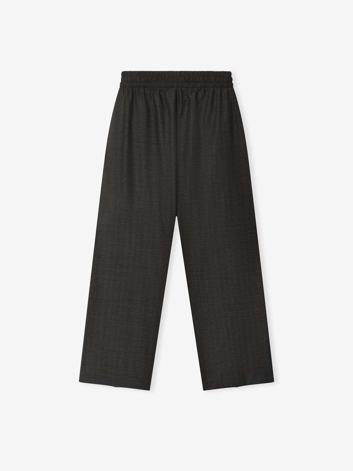 Grey Striped Wool Wide Leg Drawstring Pants