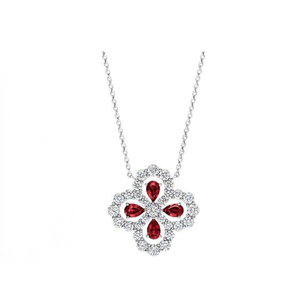 Harry Winston Style Four-Leaf Clover Cubic Zirconia Necklace