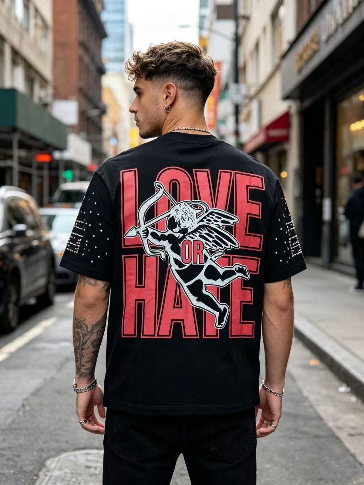MIXED EMOTION Love or Hate Cupid Graphic T-Shirt