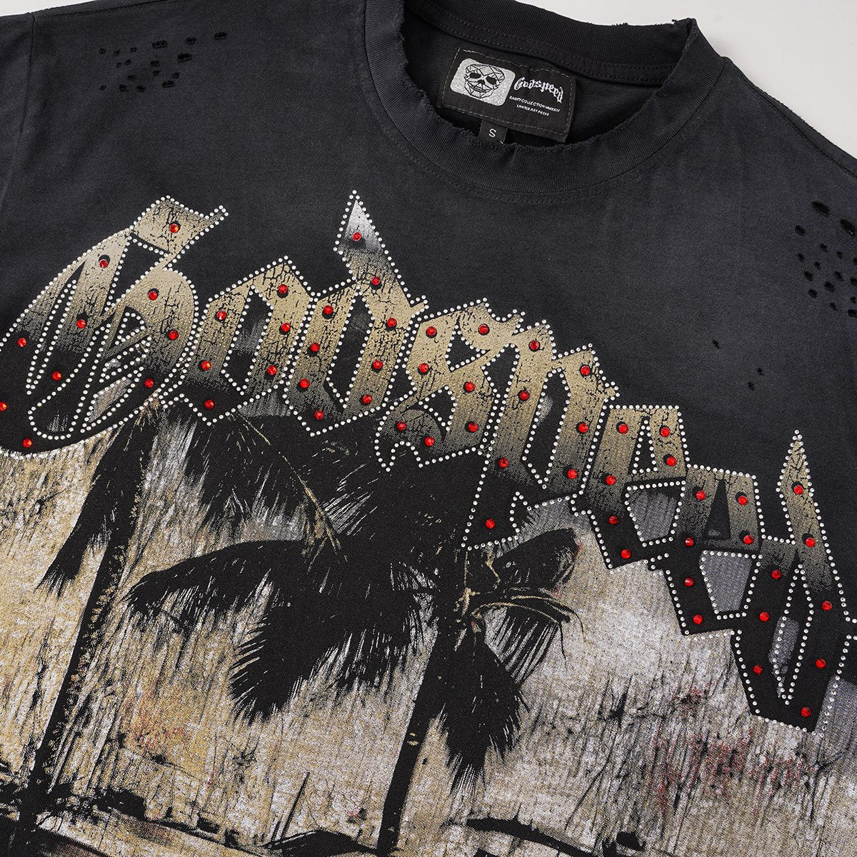 Godspeed Rhinestone Car Graphic T-Shirt