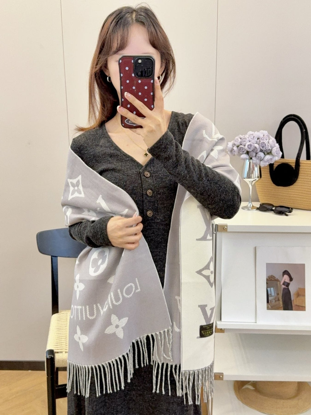 Louis Vuitton Reversible Fringed Scarf
