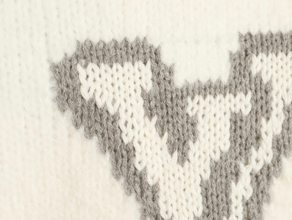 Louis Vuitton 22FW Large LV-Motif Knit Sweater - Ivory